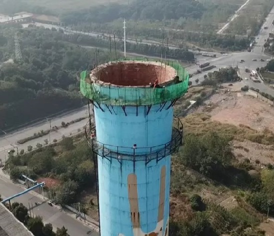 煙囪拆除-環形貼壁拆除煙囪專利平臺